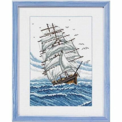 Skonnert skip broderi