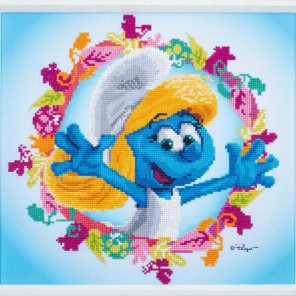 The Smurfs Smurfette flowers, Diamond painting fra Vervaco med Smurfine med blomster