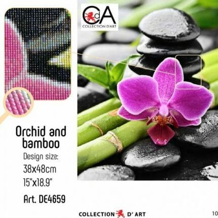 Orkide og Bambus Diamond Painting, Perebroderi, Collection D'Art DE4659