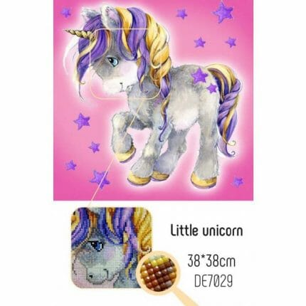 DE7029 Liten enhjørning, little unicron Diamond painting, Collection D'Art, perlebroderi