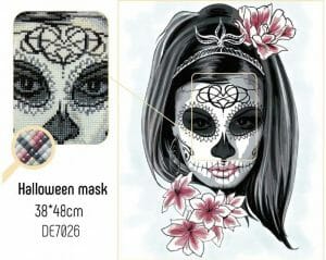 Halloween mask maske Diamond painting hodeskalle skjelett Perebroderi DE7026
