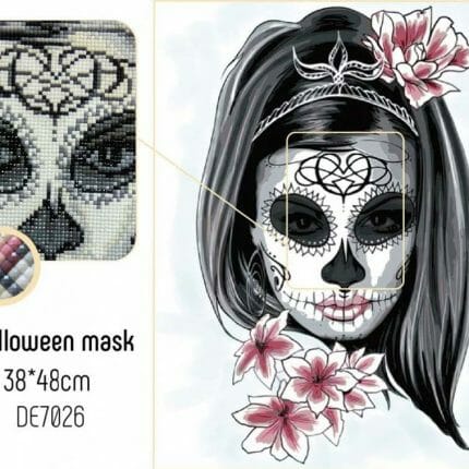 Halloween mask maske Diamond painting hodeskalle skjelett Perebroderi DE7026