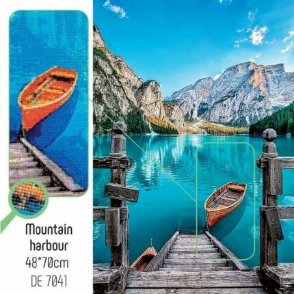 Mountain harbour Diamon painting med idyllisk natur fra Collection D'Art
