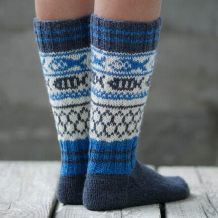 Sokker med fiskemotiv