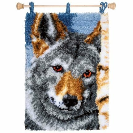 knyteteppe, vervaco, vervachtert, latch hook, wolf